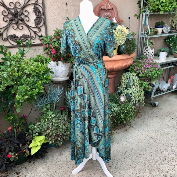 Karma Highway Dresses Nwot Karma Highway Print Wrap Maxi Dress